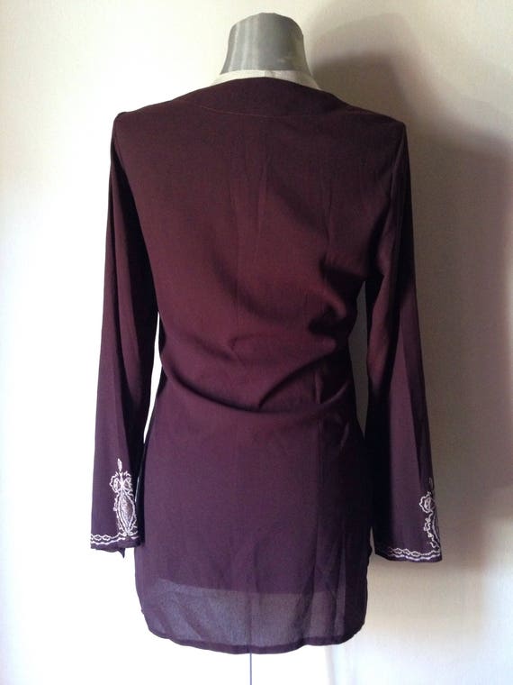 Brown long ethnic boho-hippie style sheer tunic, … - image 3