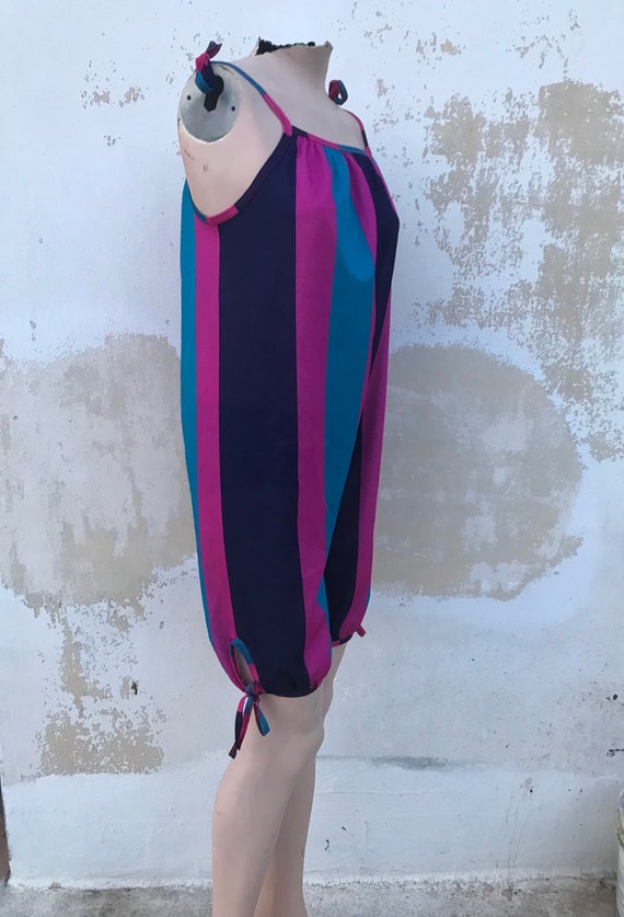 Wide vertical striped 90s jumpsuit with full fit … - image 3