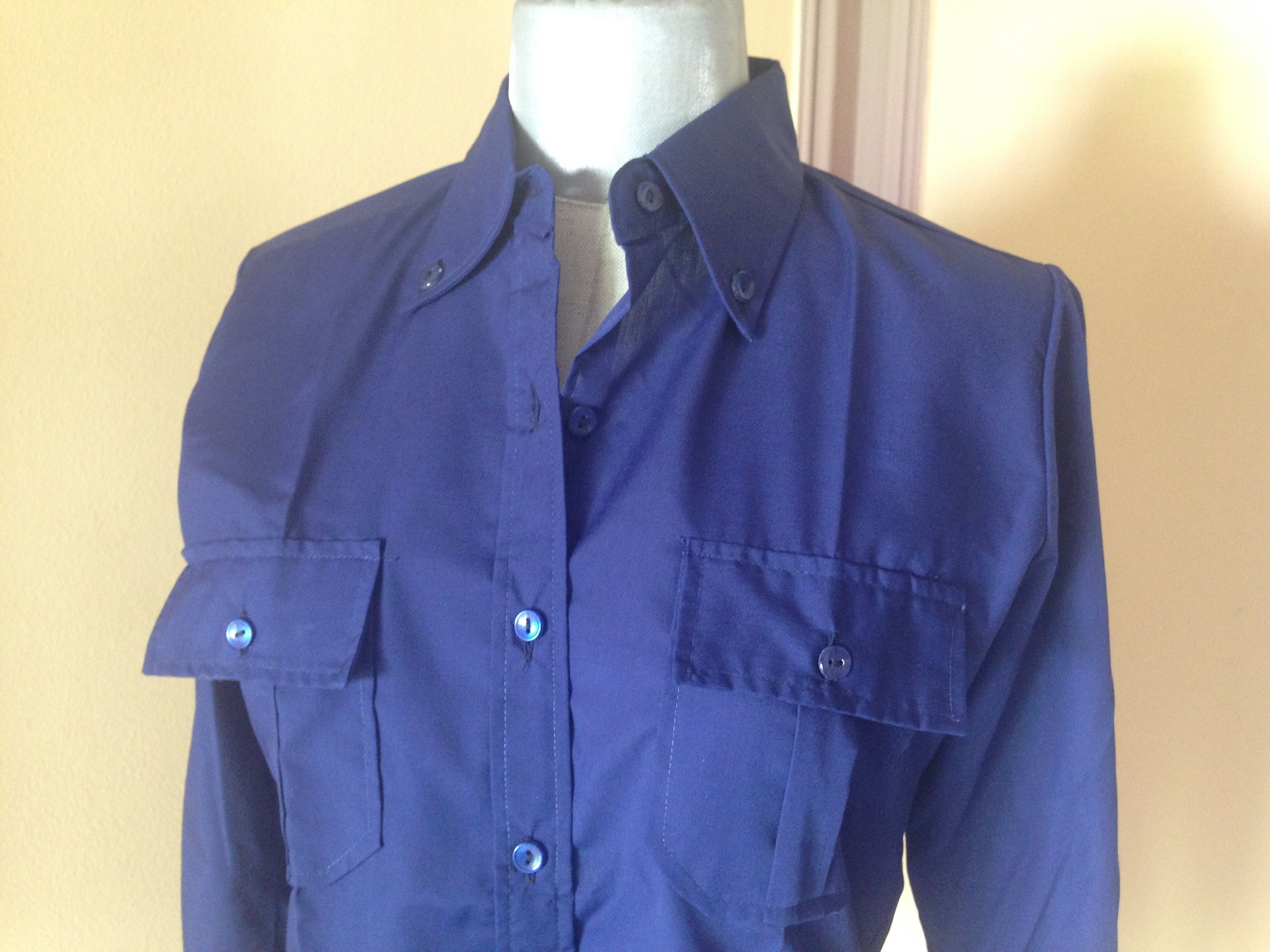 Royal Blue True Vintage 70s Men's Shirt With Chest - Etsy