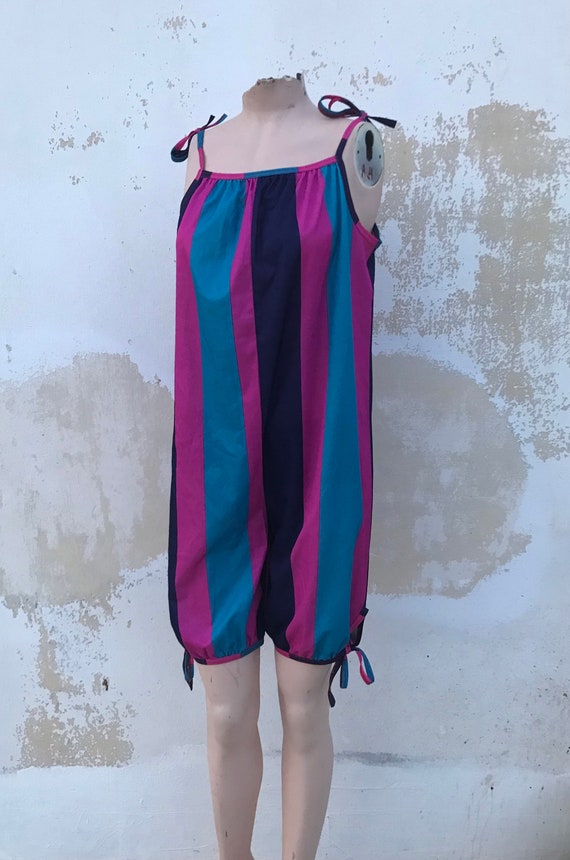 Wide vertical striped 90s jumpsuit with full fit … - image 7