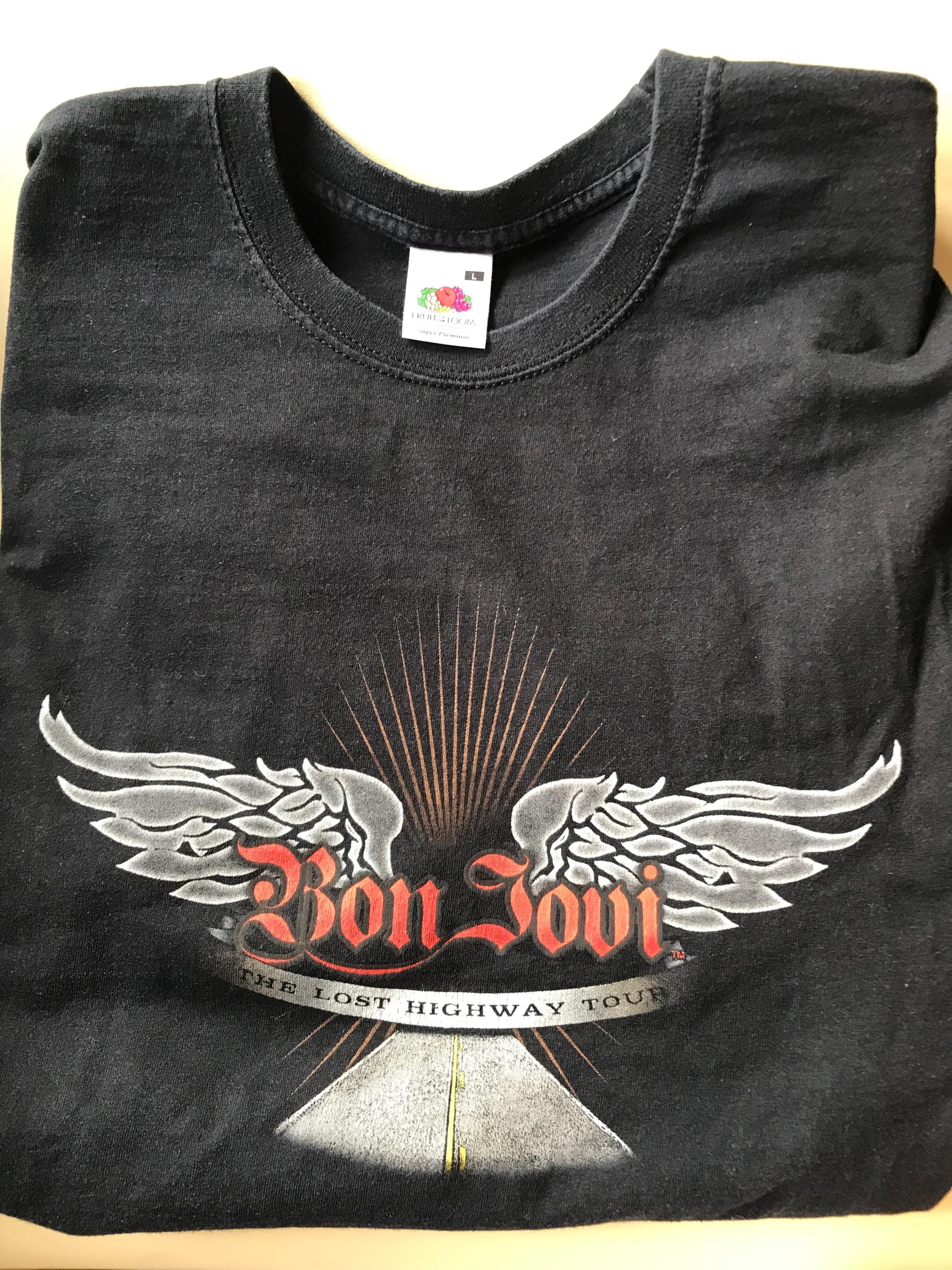 Bon Jovi Unisex Heavy T-shirt From the Lost Highway Tour. Black T