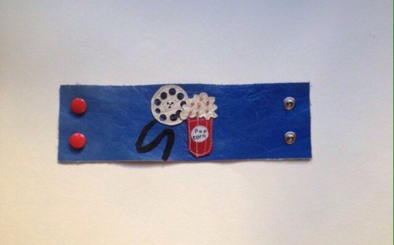unique gift for movie geeks Cinema movie fan unisex cuff bracelet totally handmade by genuine leather Contemporary