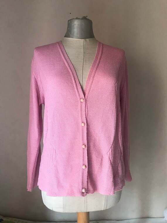 Candy Pink 70s Vintage Buttoned Knitted 