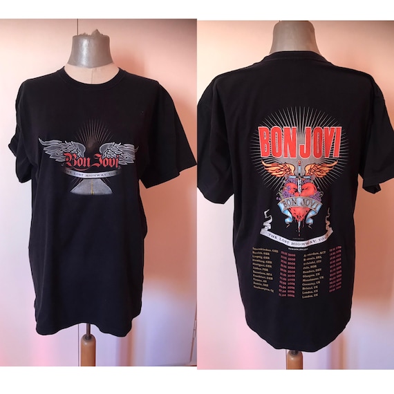 Bon Jovi Unisex Heavy T-shirt From the Lost Highway Tour. Black T