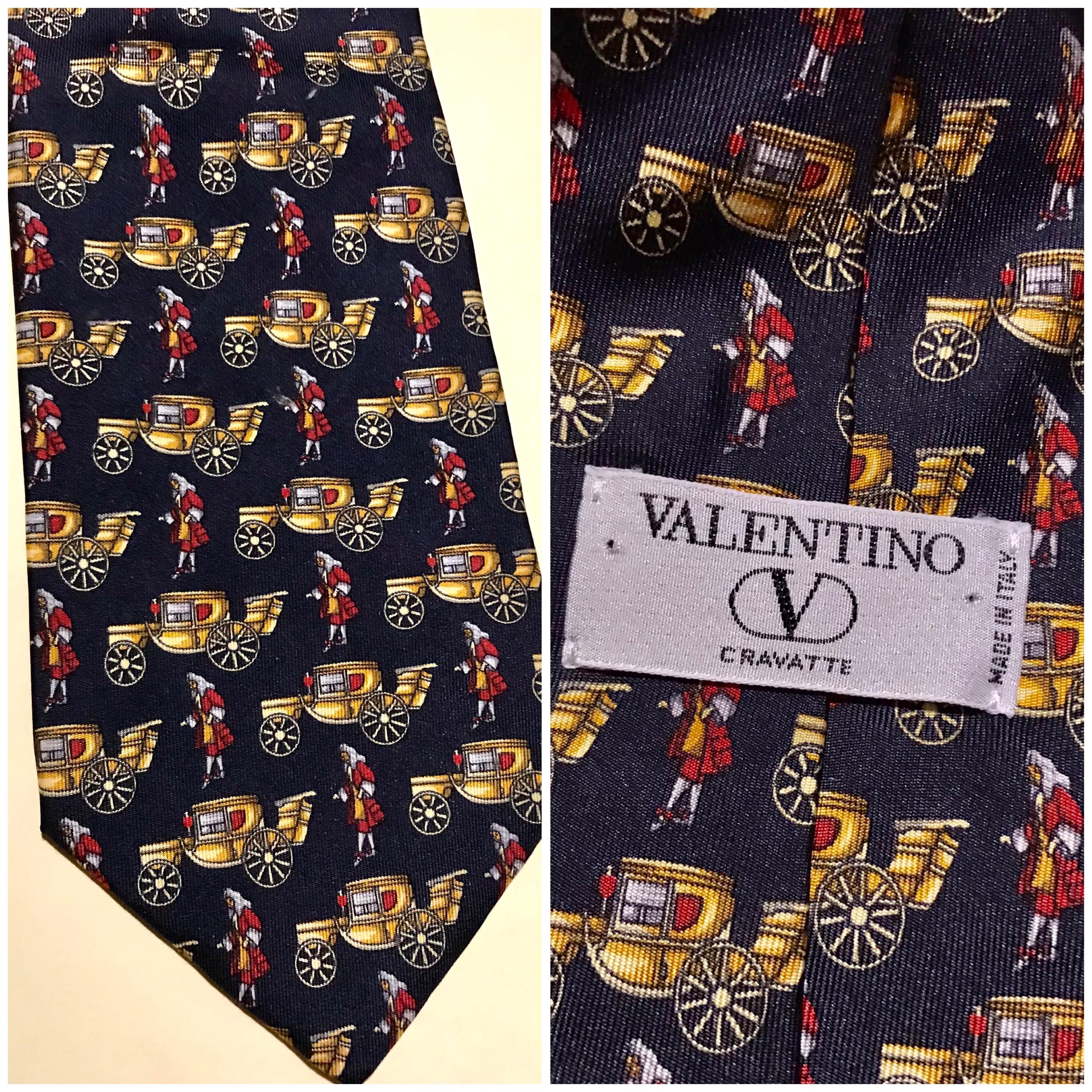 Valentino Original Early 90's Men's All Silk Necktie in Dark Blue
