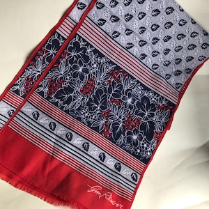 Grand foulard vintage décoré cavalerie signé G. Renoir