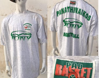 Camiseta oficial de baloncesto masculino del Panathinaikos Pony 1997 Vintage, totalmente de algodón, muy poco común, talla XXXL, camiseta coleccionable para los fanáticos del Panathinaikos