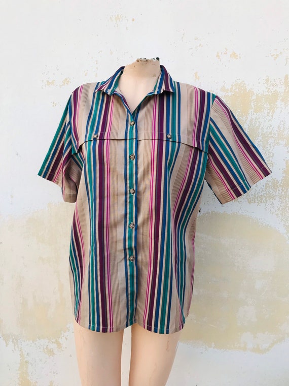 Koret of California striped buttoned mens shirt i… - image 7