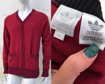 Adidas Rare Burgundy, Long Knitted Cardigan/pullover for Men