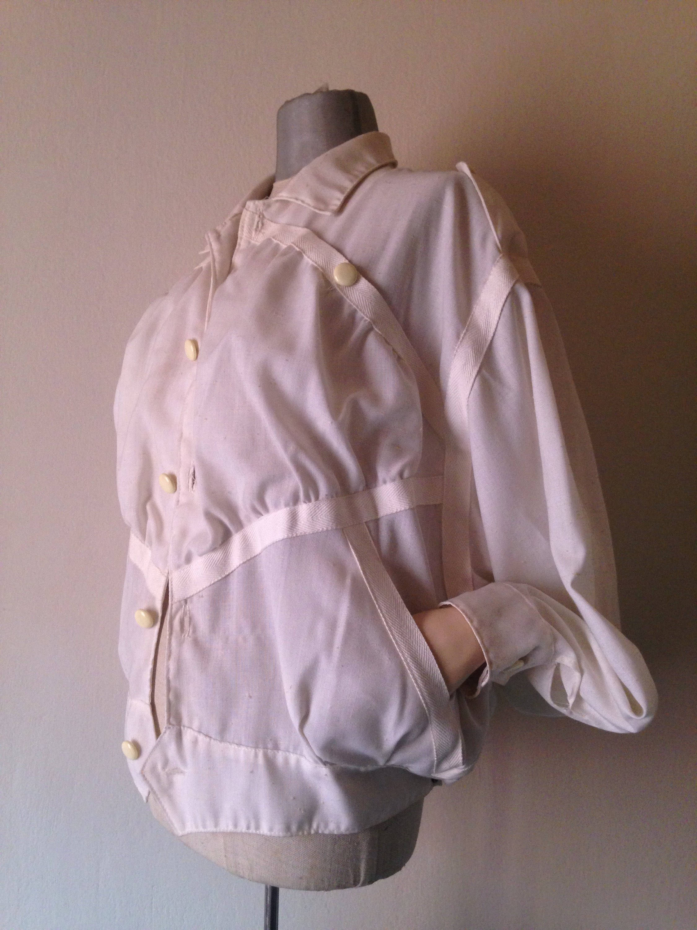 Iconic White Linen Unisex Flax 80's Jacket in Loose Bomber Style