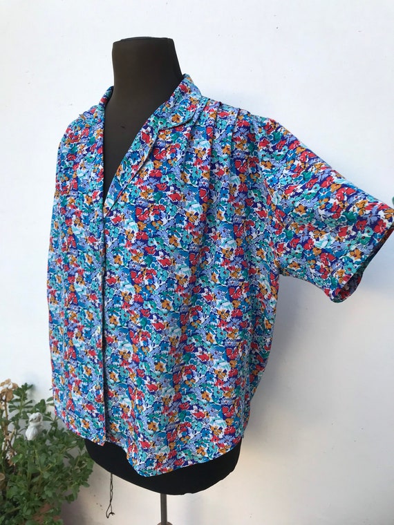 Ditsy floral retro shirt from the early 1980s, lo… - image 2