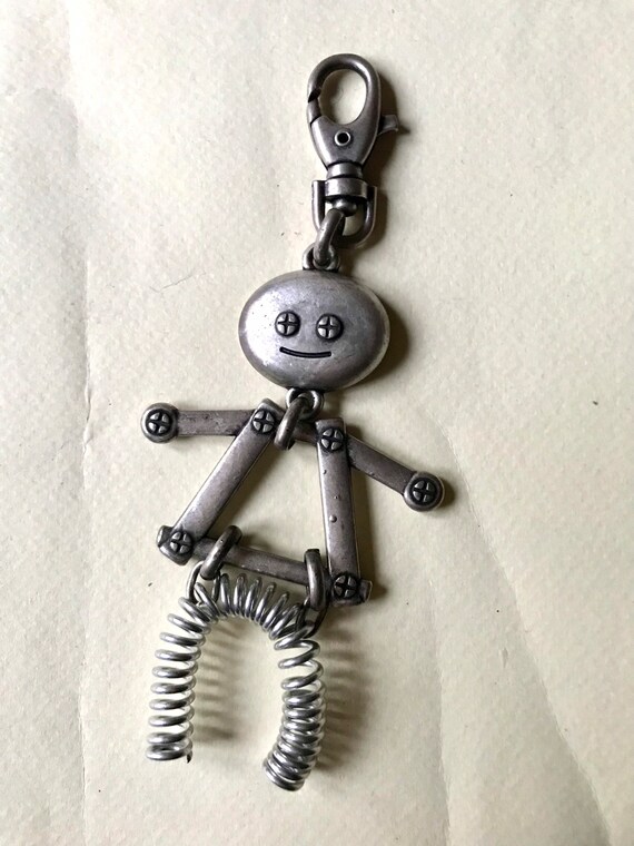 Robot metallic keychain/charm, 80s vintage, unusu… - image 2