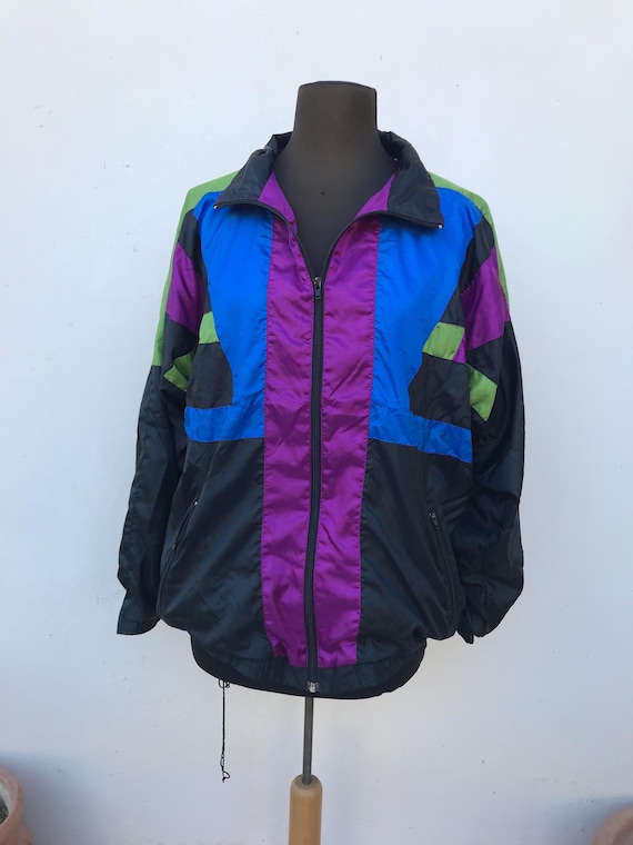 幾何学模様 カラーブロック ジャケット 90年代風のオーバー