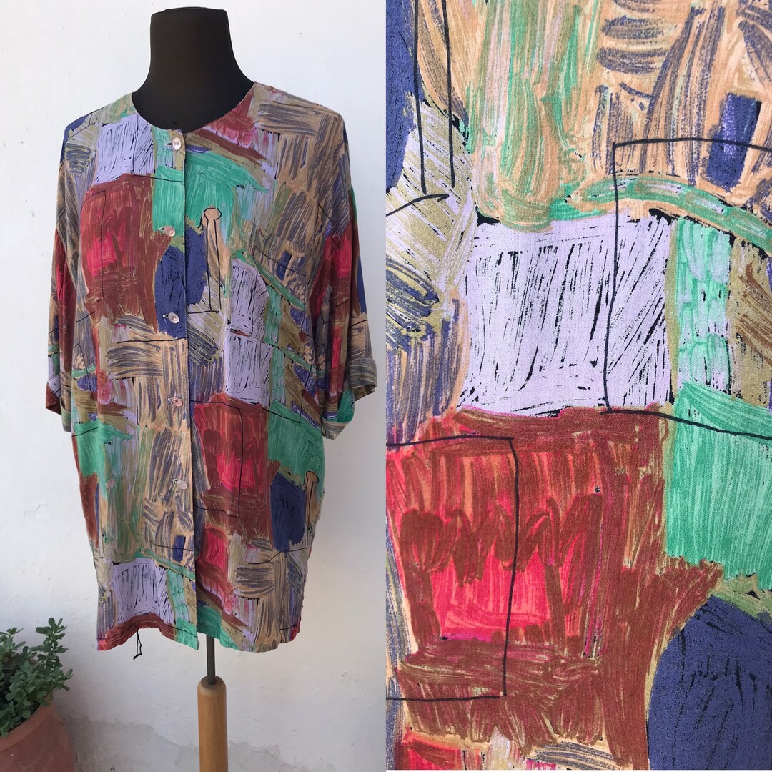 Van Gogh Malstil abstraktes künstlerisches 1980er Jahre Hemd - Etsy.de