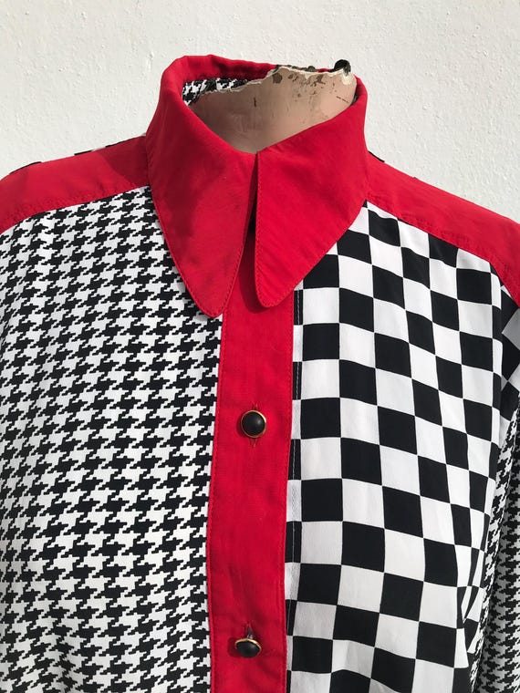 Different patterned checkered/houndstooth 80s vnt… - image 5