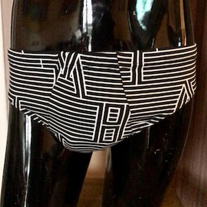 Geometric prints that forms letters underwear for men, 80s vintage all cotton kitschy cute men’s briefs. Brand new, dead stock.