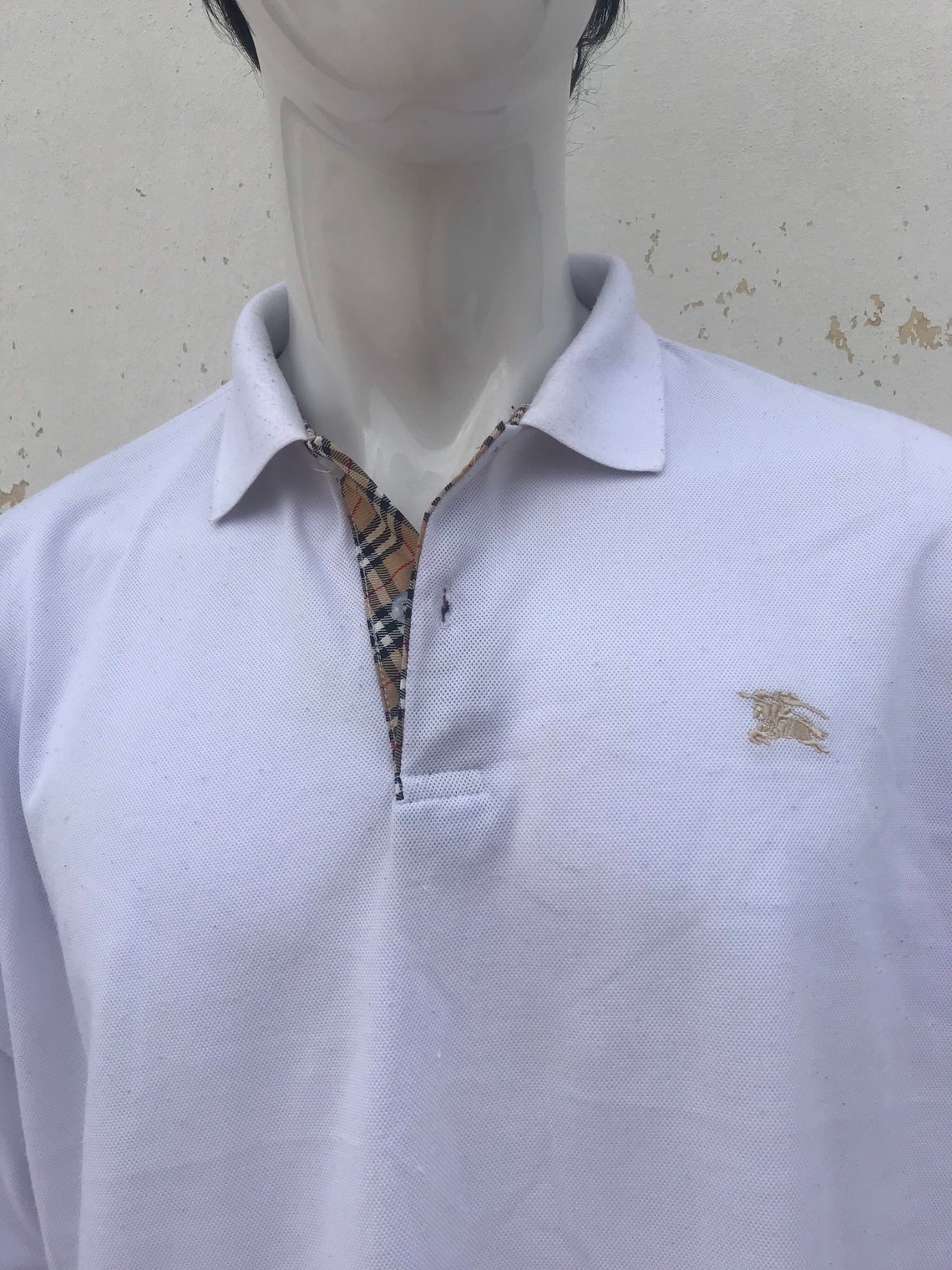 XL Burberry London 90s vintage white polo shirt for men with | Etsy