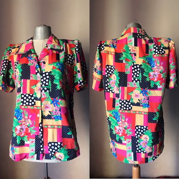 Colorful lightweight 80s vintage blazer featuring… - image 1