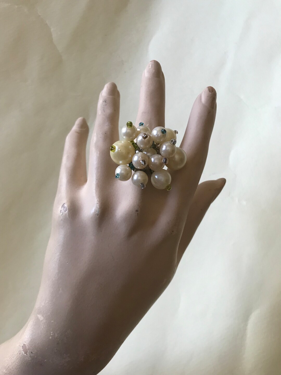 Pearly Bouquet Statement 90s Vintage Ring - Etsy