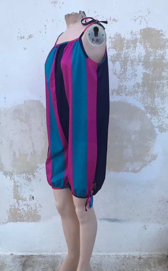 Wide vertical striped 90s jumpsuit with full fit … - image 4