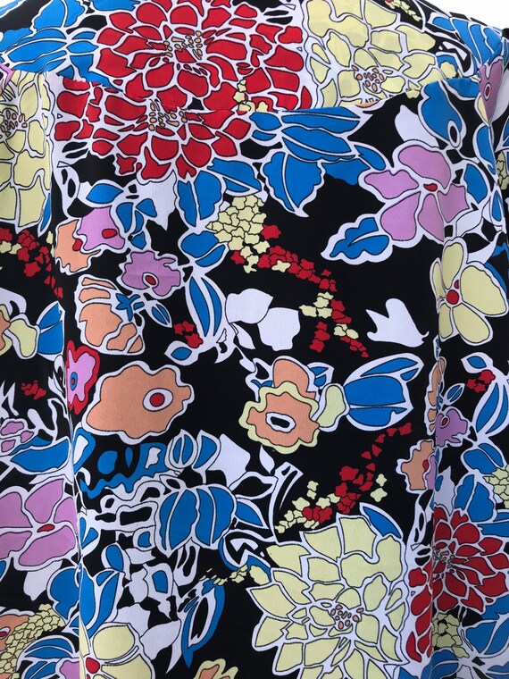 Floral 80's Vintage Fancy Loose Muumuu Dress in Blue, Yellow, Red