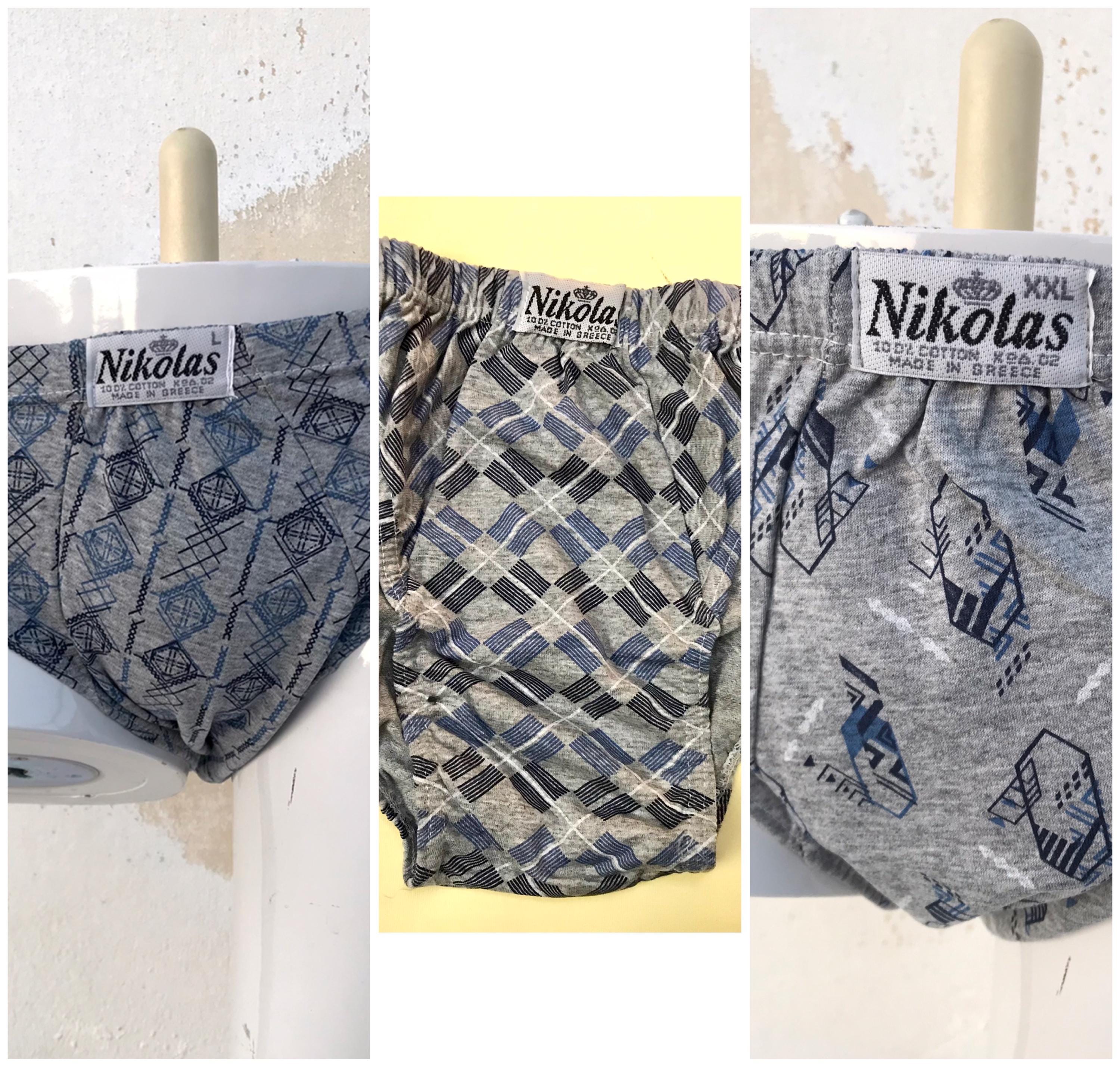 3 retro underwear for men, 80s vintage all cotton, men’s briefs available in three different designs. Brand new