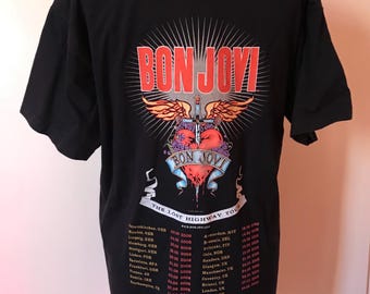 Bon Jovi Unisex Heavy T-shirt From the Lost Highway Tour. Black T