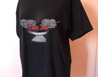 Bon Jovi Unisex Heavy T-shirt From the Lost Highway Tour. Black T