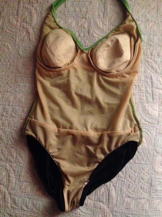 Carol Wior USA Lime Green black 80s Vtg Does 50s One Piece Halter Colorblock Swimsuit With Draped Waist and Lots of Pin up Style Etsy UK