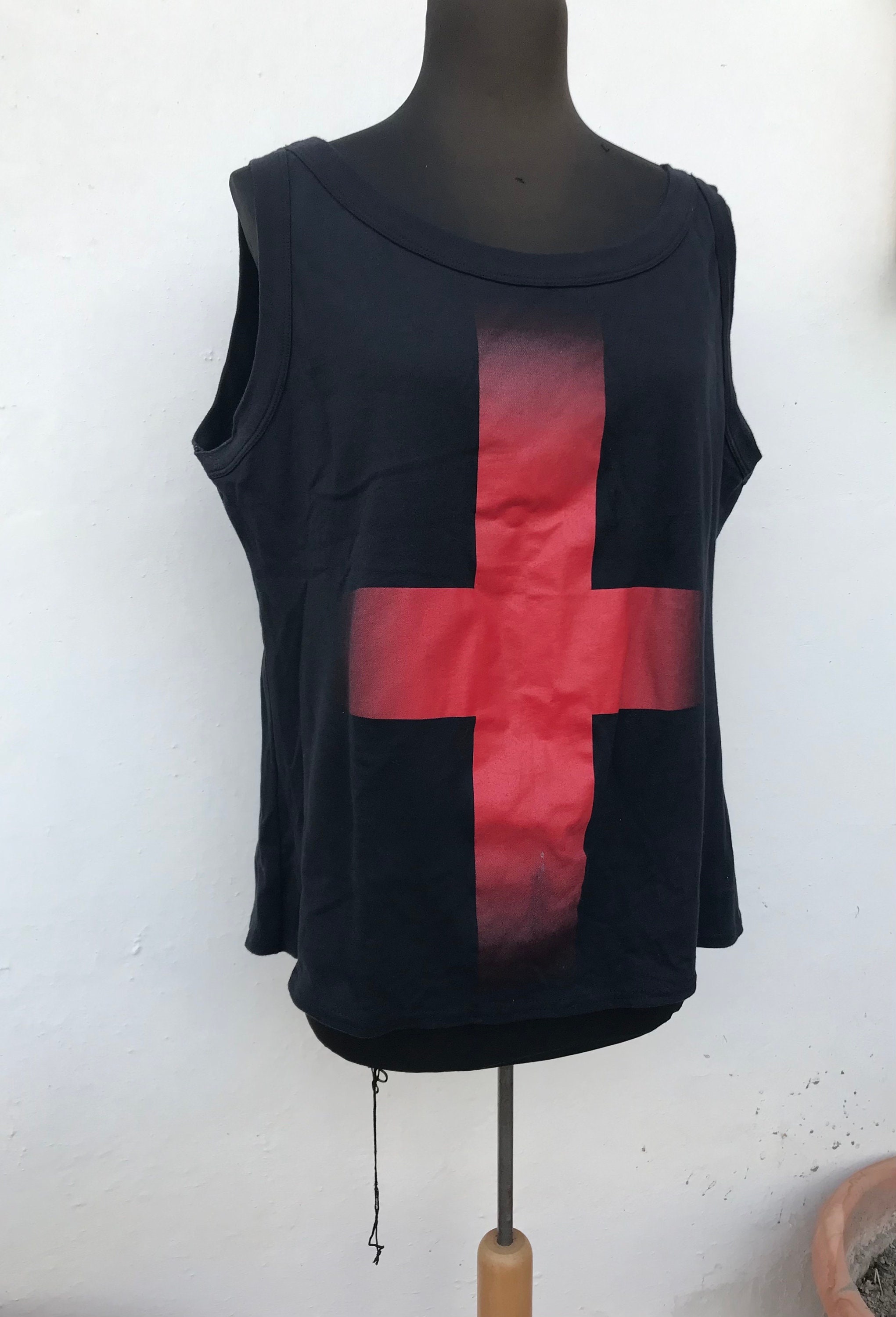 90s CROSS COLOURS タンクトップ black xlarge Big Cross 90's Vintage Black Tank Top With Impressive Big