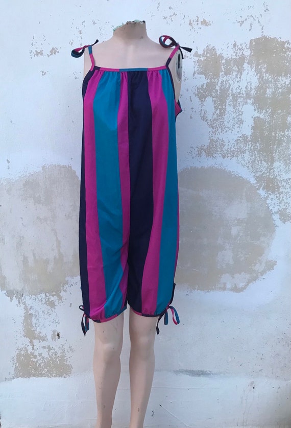 Wide vertical striped 90s jumpsuit with full fit … - image 6