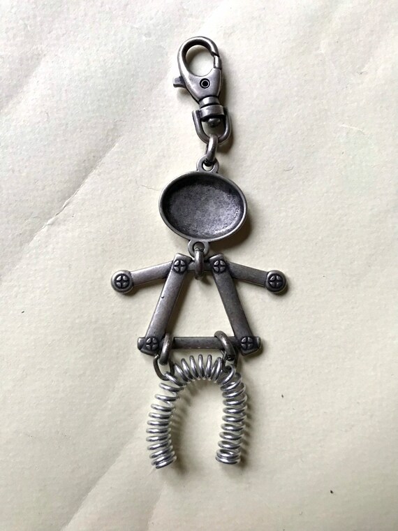 Robot metallic keychain/charm, 80s vintage, unusu… - image 3
