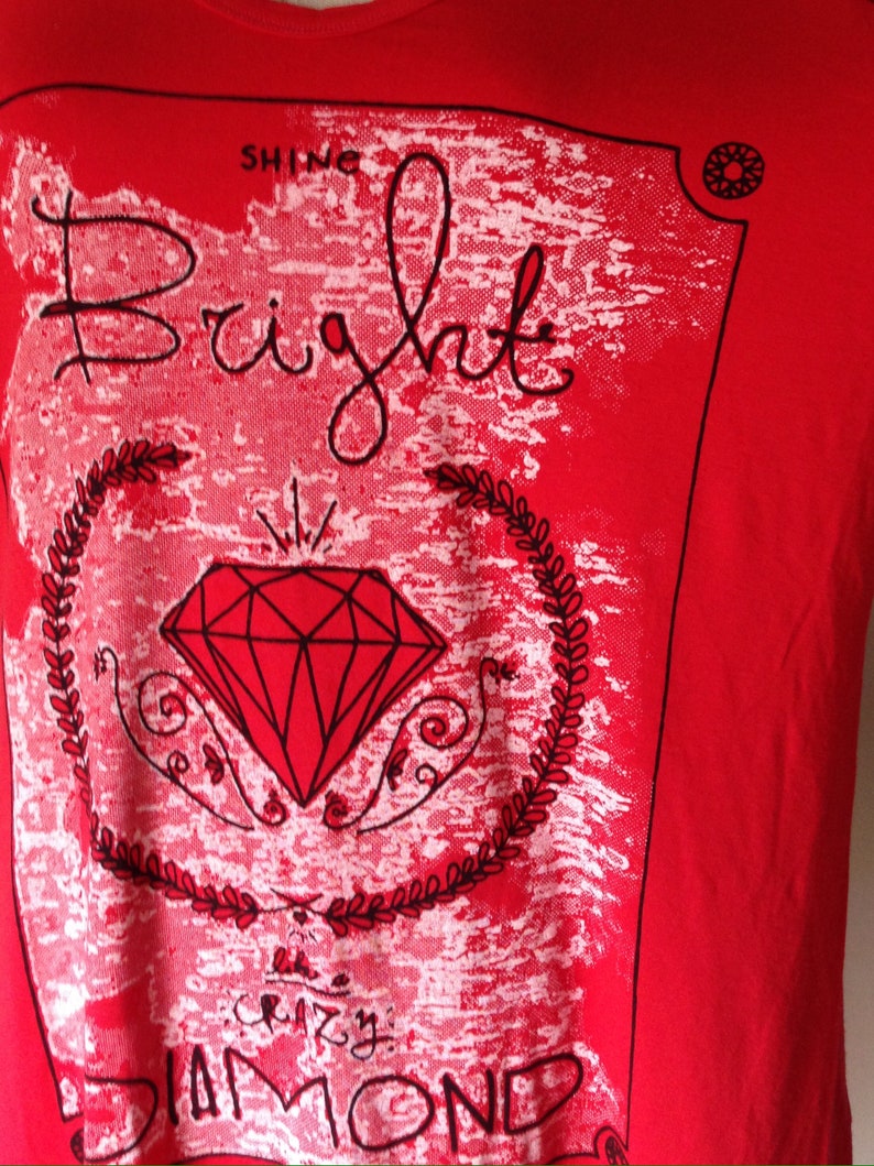 Red hot boatneck loose blouse with graphic print that refere to the Pink Floyd From the mid /'90s