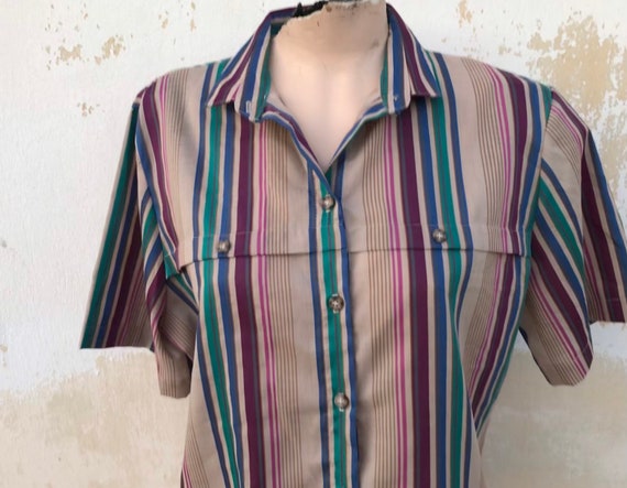 Koret of California striped buttoned mens shirt i… - image 4