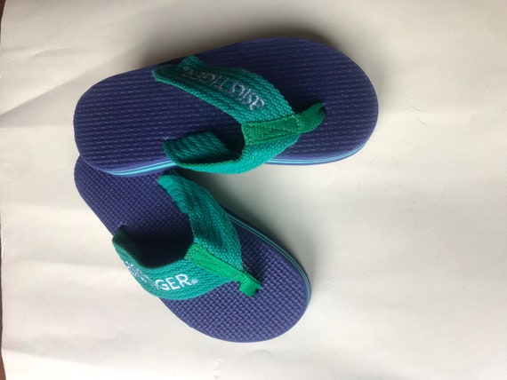 Blue/green ASICS Tiger Early 80s Vintage Flip Flops for Kids 5