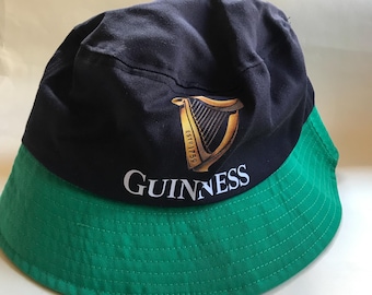 Guinness color block beer bucket hat in green/black features the beer’s logo, October fest, Saint Patrick’s day hat, collectible Y2K vintage