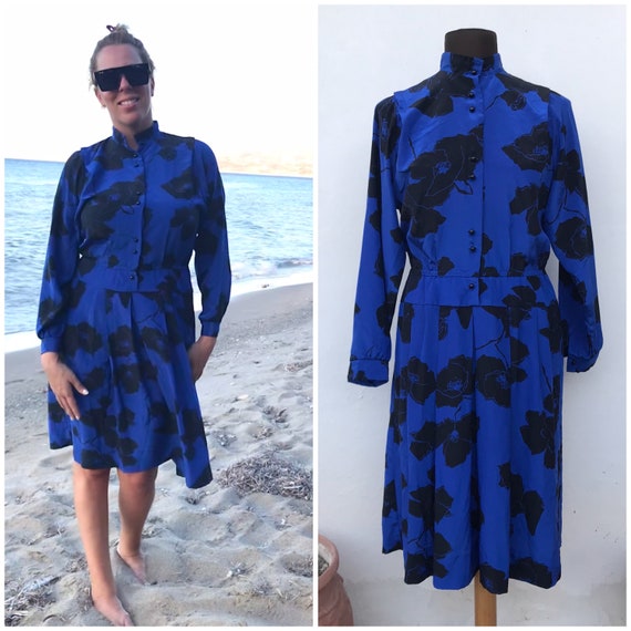 electric blue floral dress FLORAL PRINT HALTER NECK TIE OPEN BACK MAXI DRESS (ROYAL BLUE)  Dress Code  Chic Official