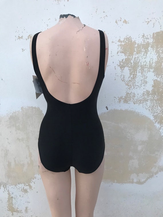 90s/80s does 40s black one piece swimsuit that fe… - image 6