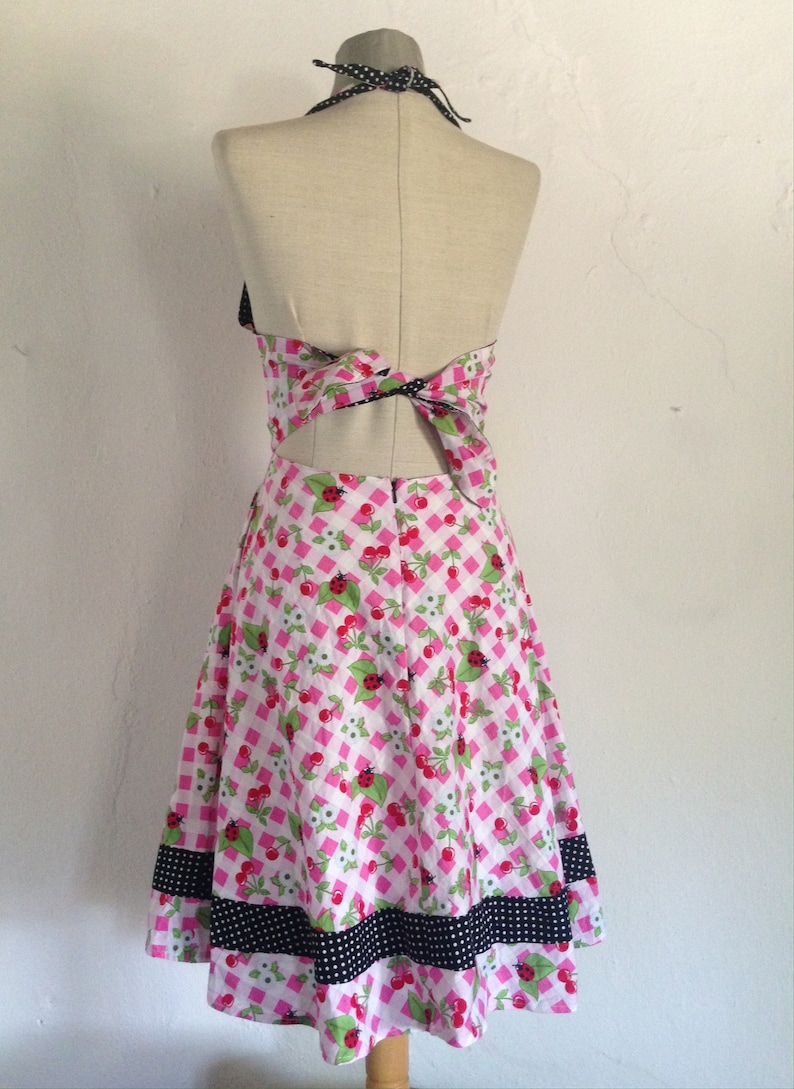 ladybugs swing 50 styled lovely dress with cherries checkered /& polka dot pattern pin up Rockabilly