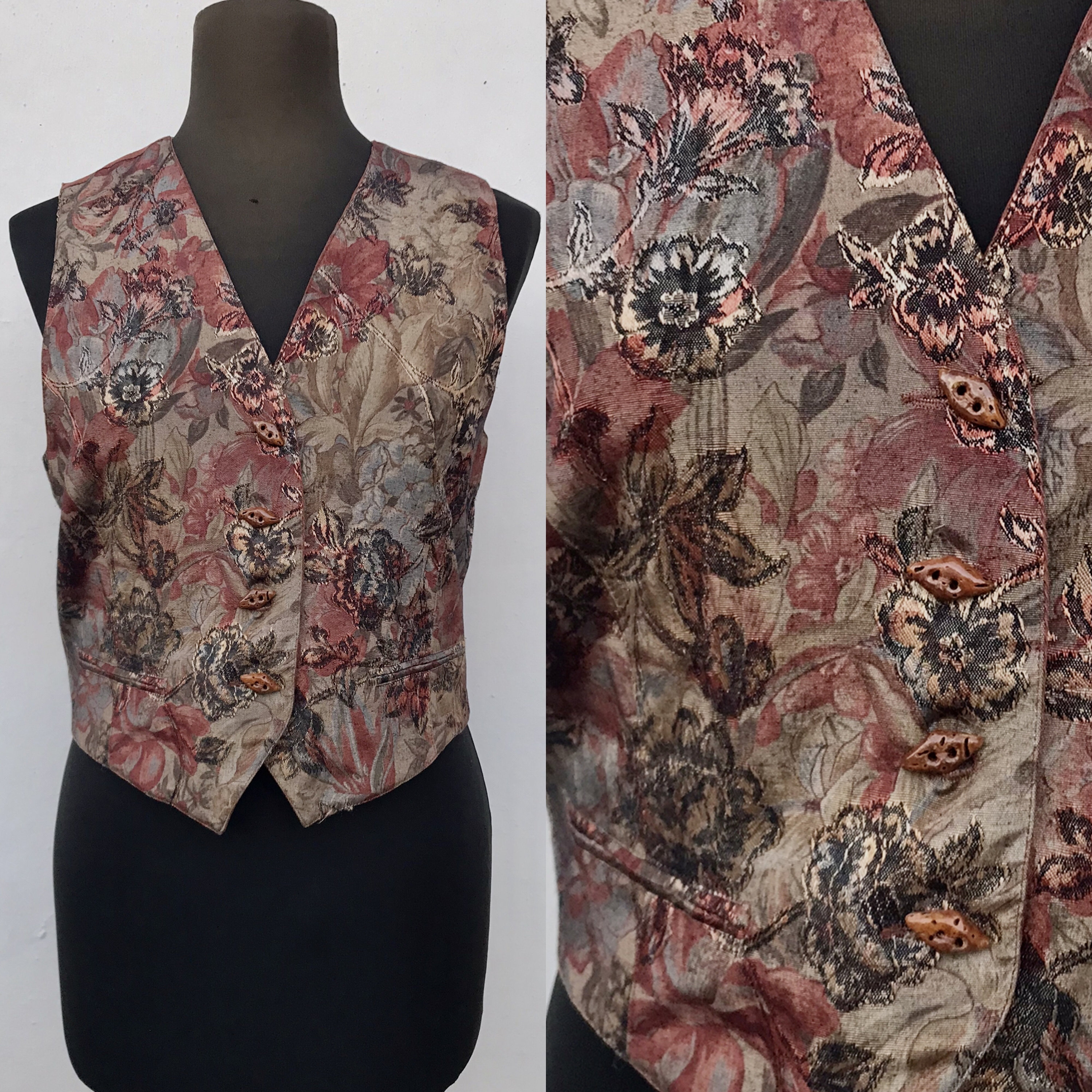 Quilted Lined Ribless Tapestry Vest