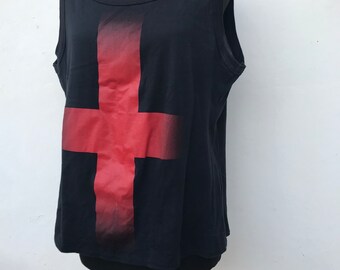 Big Cross 90's Vintage Black Tank Top With Impressive Big