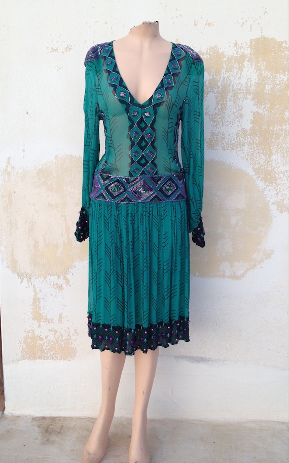 Roberto Cavalli 90s Vintage, Luxurious, Flapper All Silk Heavily