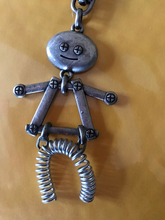 Robot metallic keychain/charm, 80s vintage, unusu… - image 4