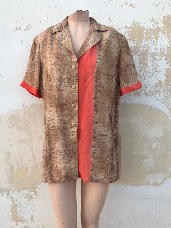 Beige/brown loose, slouchy, large, shoulder padde… - image 2