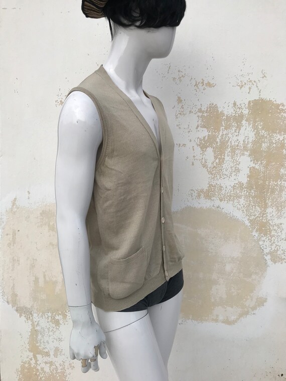 1970s vintage woolen light beige cardigan/vest fo… - image 3