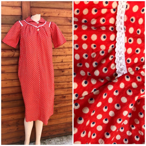 fitted lace wedding dress Hourglass swing dress in white with red polka dots from Pretty Dress Company main image 1