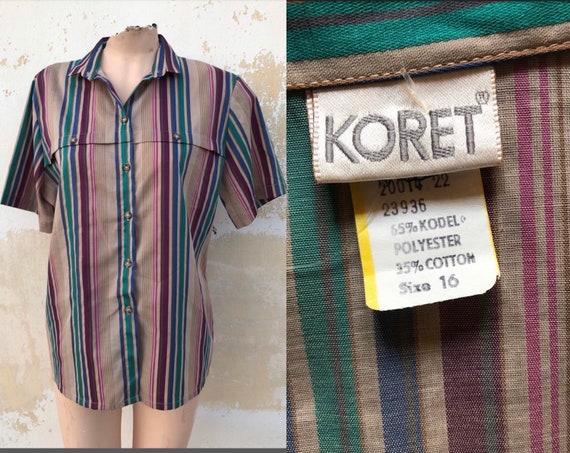 Koret of California striped buttoned mens shirt i… - image 1
