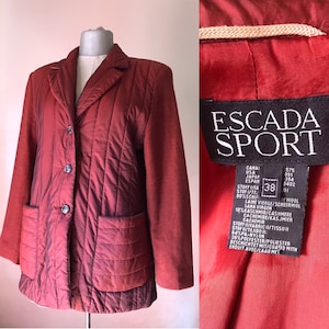 Escada sport 80s vintage buttoned blazer/jacket in red brick colors with puffy body and woolen sleeves