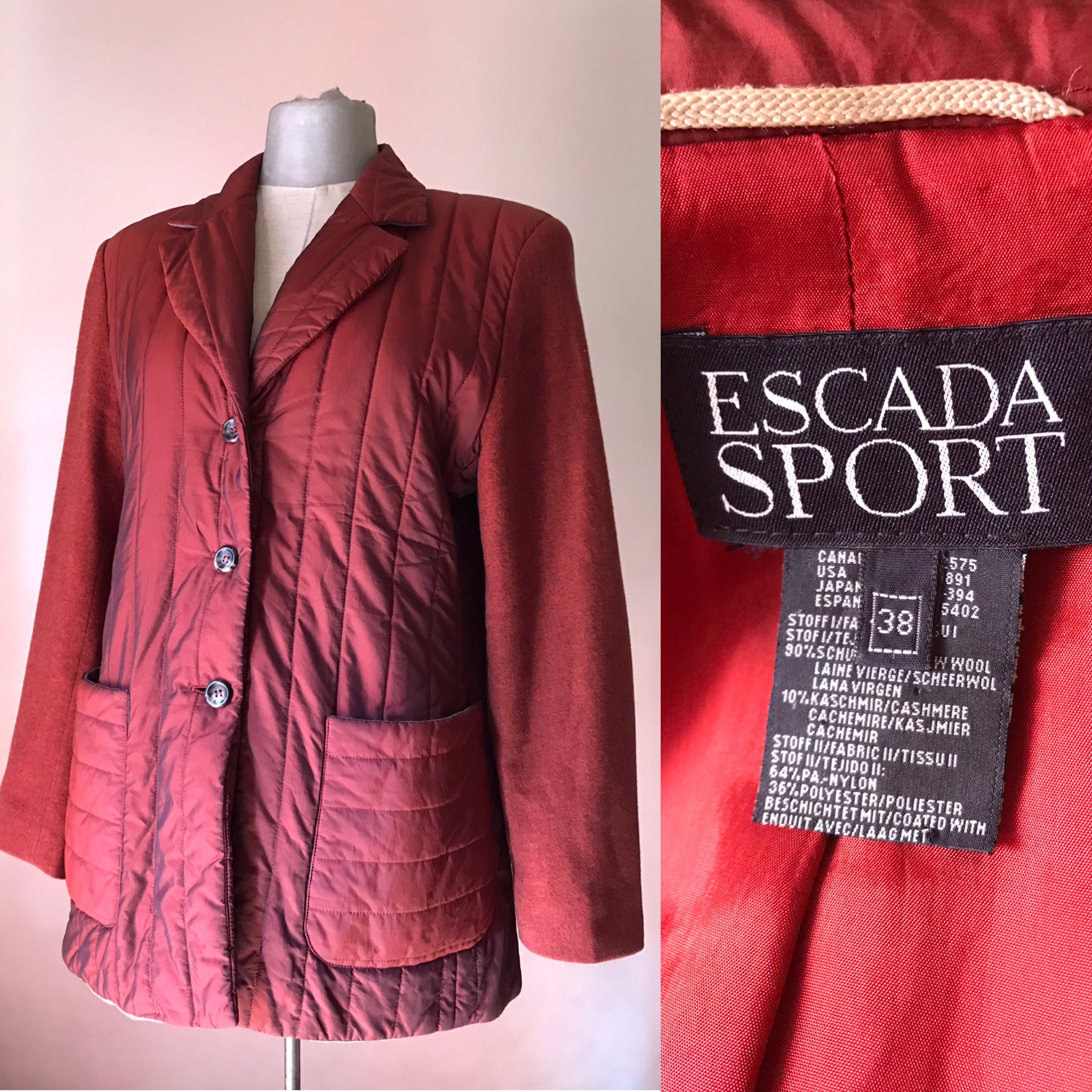Escada Sport 80s Vintage Buttoned Blazer/jacket in Red Brick Escada Sport 80s Vintage Buttoned Blazer/jacket in Red Brick