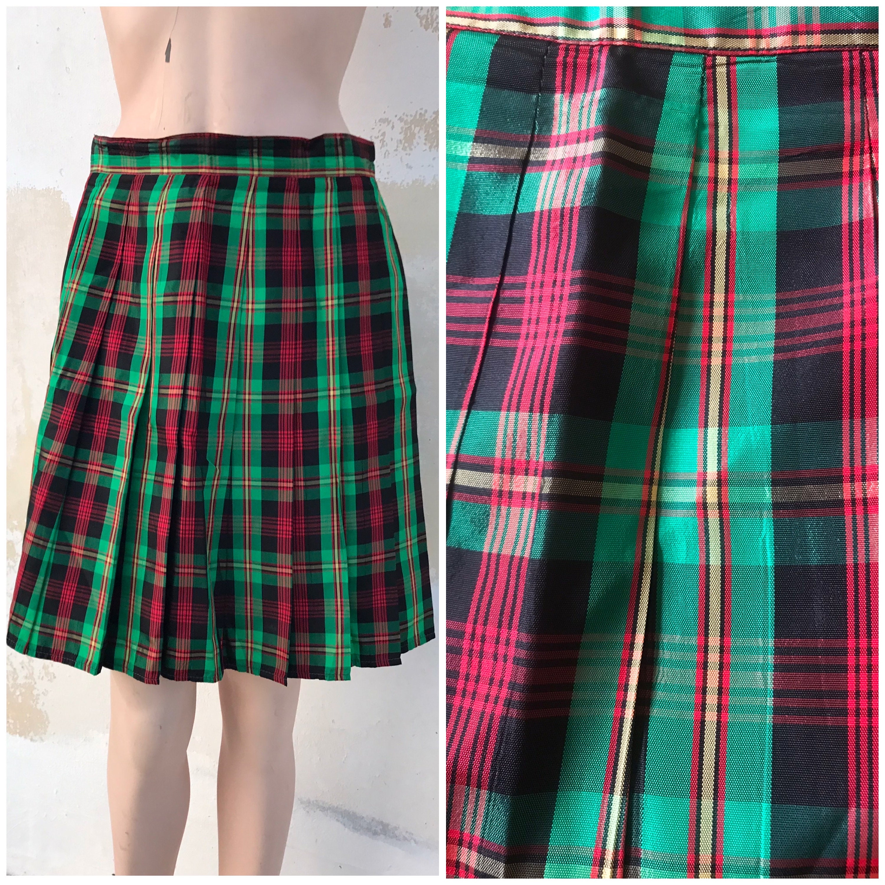 Pleated midi skirt in shimmering plaid deals